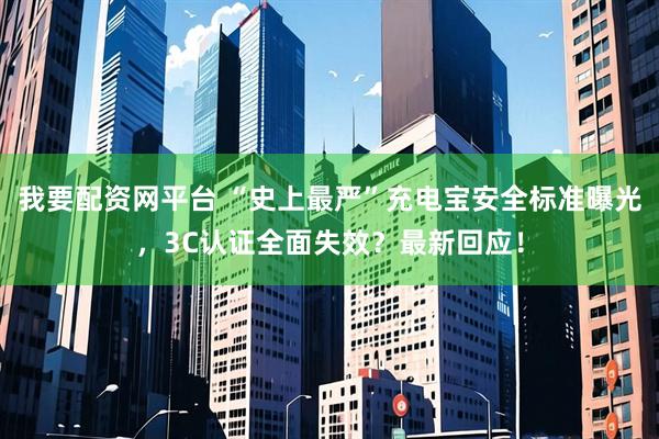 我要配资网平台 “史上最严”充电宝安全标准曝光,3C认证全面失效?最新回应!